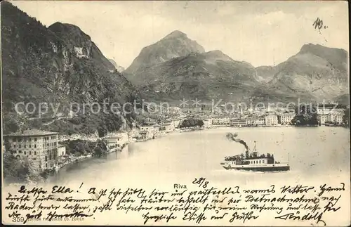 Riva del Garda Panorama mit Dampfschiff Kat. 