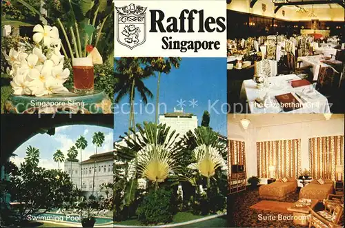 Singapore Raffles Hotel Singapore Sling Elizabethan Grill Swimming Pool Suite Bedroom Kat. Singapore