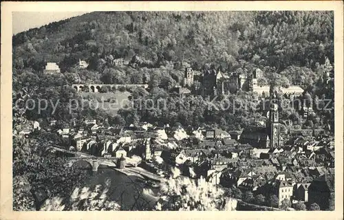 Heidelberg Neckar Blick vom Philosophenweg auf Schloss und Altstadt Kat. Heidelberg