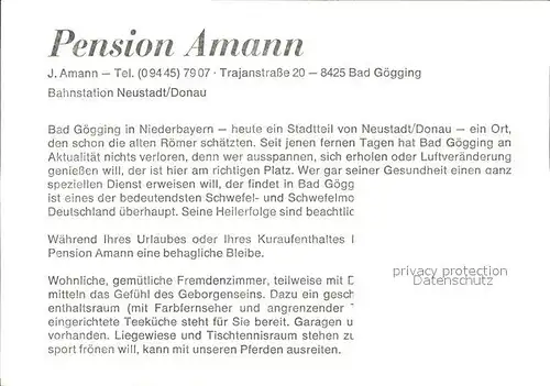 Bad Goegging Pension Amann Pferd  Kat. Neustadt a.d.Donau