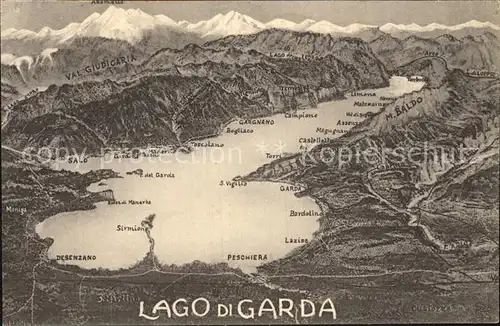 Gardasee Lago di Garda Landkarte Kat. Italien