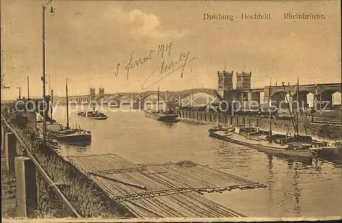 Hochfeld Duisburg Rheinbruecke Frachtkahn Kat. Duisburg