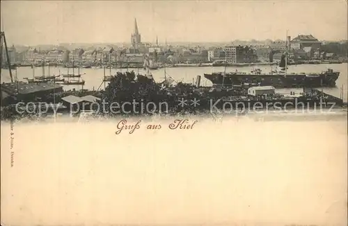 Kiel Panorama Hafen Reichspost Kat. Kiel