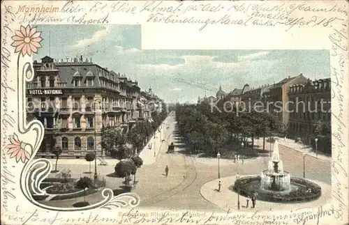 Mannheim Kaiserring Blick vom Bahnhof Brunnen Kat. Mannheim