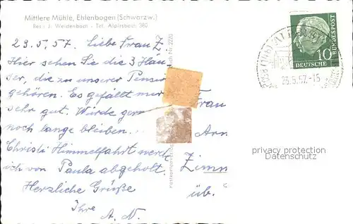 Ehlenbogen Mittlere Muehle Schwarzwald Kat. Alpirsbach