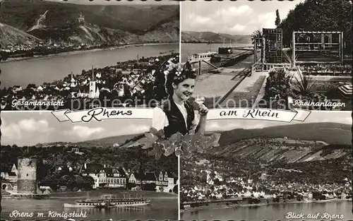 Rhens Rheinanlagen Weinprinzessin Dampfer Koenigstuhl Kat. Rhens