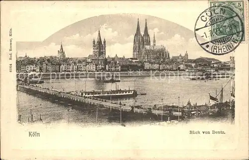 Koeln Rhein Blick von Deutz Rheinbruecke Dom Kat. Koeln