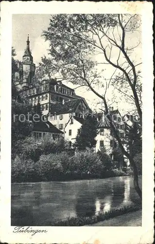 Tuebingen Stiftskirche mit alter Aula und Hoelderlinsturm Partie am Neckar Kat. Tuebingen