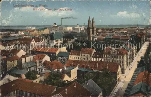 Ludwigshafen Rhein Blick vom Turm der prothestantischen Kirche  Kat. Ludwigshafen am Rhein