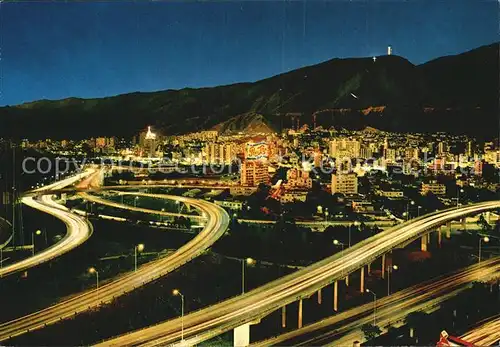 Caracas Fliegeraufnahme Strassen bei Nacht Kat. Caracas