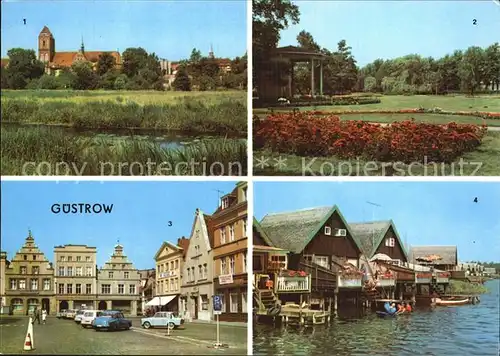 Guestrow Mecklenburg Vorpommern Schanze Markt Bootshaeuser am Inselsee Kat. Guestrow