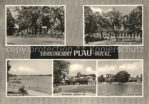 Plau Mecklenburg Milchbar Erholungsheim Waldheim Strand Seelust Kat. Plau See