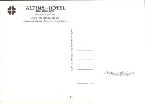 Wangen Allgaeu Alpina Hotel  Kat. Wangen im Allgaeu