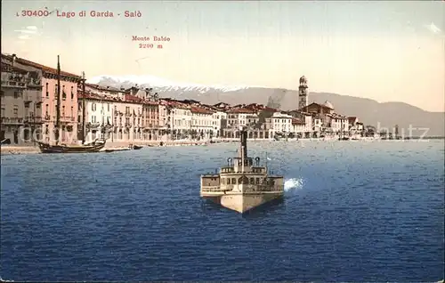 Salo Lago di Garda Hafenansicht mit Dampfer und Monte Baldo Kat. 