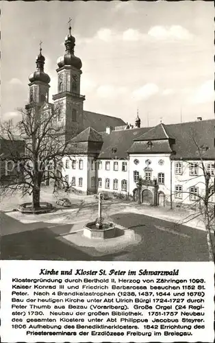St Peter Schwarzwald Kirche und Kloster Geschichte Kat. St. Peter