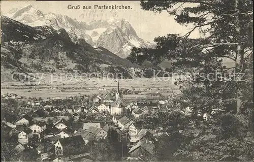 Partenkirchen Gesamtansicht mit Alpenpanorama Kat. Garmisch Partenkirchen