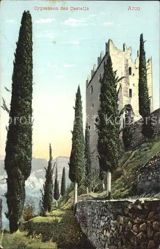 Arco Trentino Schloss mit Zypressen Kat. Italien