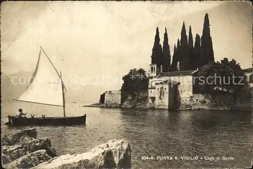 San Vigilio Lago di Garda Kirche Segelboot