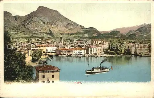 Riva del Garda Panorama mit Dampfer Kat. 