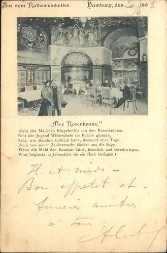 Hamburg Ratsweinkeller "Der Rosenkranz" Gedicht Reichspost Kat. Hamburg