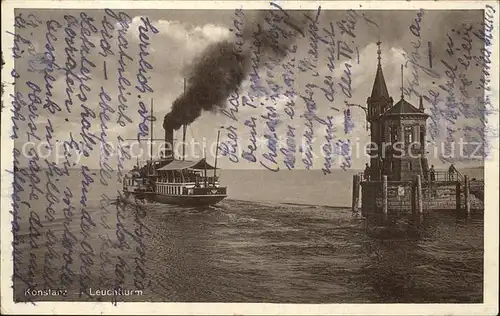 Konstanz Bodensee Leuchtturm Dampfer Kat. Konstanz