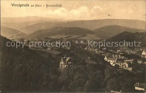 Wernigerode Harz Panorama mit Brockenblick Kat. Wernigerode