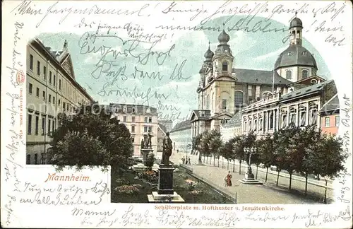 Mannheim Schillerplatz Denkmal Hoftheater Jesuitenkirche Kat. Mannheim