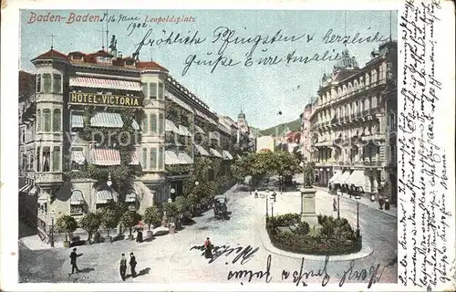 Baden Baden Leopoldsplatz Denkmal Hotel Victoria Kat. Baden Baden