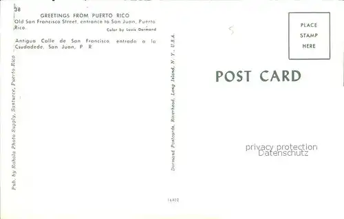 San Juan Puerto Rico Old San Francisco Street Kat. San Juan