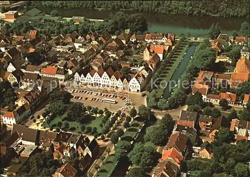 Friedrichstadt Eider Historischer Marktplatz mit Mittelburggraben Fliegeraufnahme Kat. Friedrichstadt