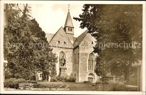 Enger Wittekindskirche mit Denkmal Kat. Enger