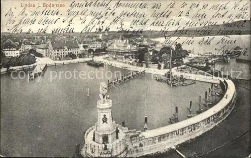 Lindau Bodensee Loewe Hafen Luftbild Kat. Lindau (Bodensee)