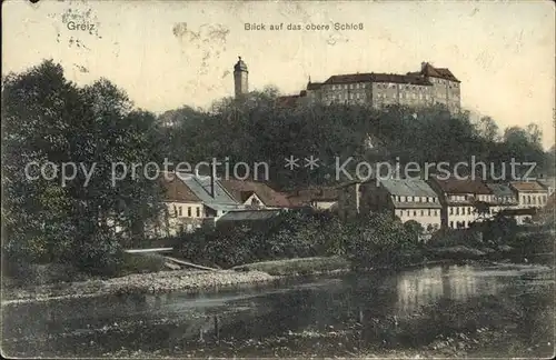 Greiz Thueringen Blick auf das obere Schloss Kat. Greiz