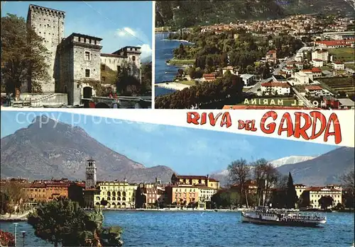 Riva del Garda Schloss Teilansicht Panorama mit Personenschiff Kat. 