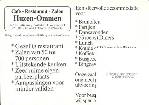 Ommen Overijssel Restaurant Zalen Cafe Kat. Ommen