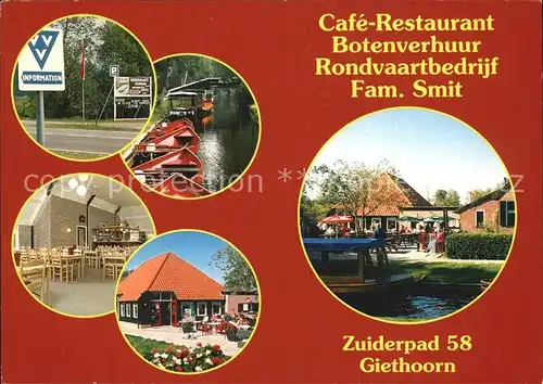 Giethoorn Rondvaart en Botenverhuurbedrijf Restaurant Bart Smit  Kat. Steenwijkerland