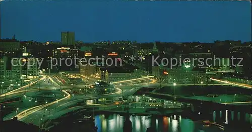 Stockholm Slussen Schleuse Nacht Kat. Stockholm