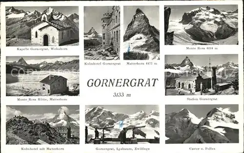 Gornergrat Zermatt Kapelle Monte Rosa Huette Kulmhotel Matterhorn Castor Station Kat. Gornergrat