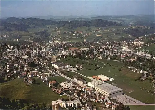 Herisau AR Fliegeraufnahme mit Sportzentrum und Kaserne Kat. Herisau