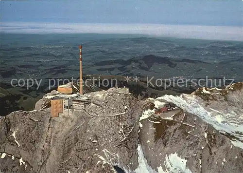 Saentis AR Fliegeraufnahme Bergstation mit Blick gegen den Bodensee Kat. Saentis