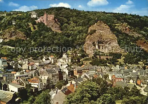 Idar Oberstein Fliegeraufnahme Schlossruine und Felsenkirche Kat. Idar Oberstein