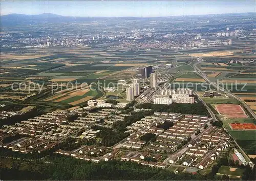 Mainz Rhein Fliegeraufnahme Stadtteil Lerchenberg mit ZDF Gebaeuden