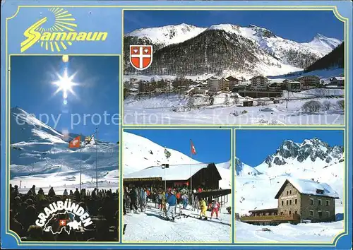 Samnaun Dorf mit Skigebiet Kat. Samnaun Dorf