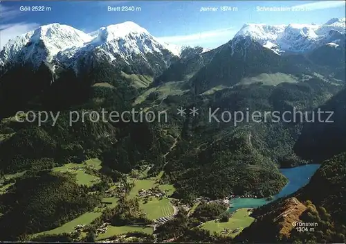 Koenigsee Berchtesgaden Fliegeraufnahme mit Gruenstein