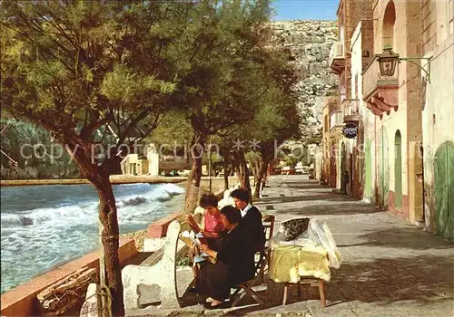 Gozo Malta Lace working women Xlendi Bay  Kat. Malta