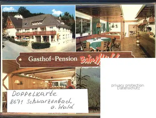 Schwarzenbach Wald Gasthof Pension Zur Muehle Gartenterrasse Gaestezimmer Hallenbad Gastraum Kat. Schwarzenbach a.Wald