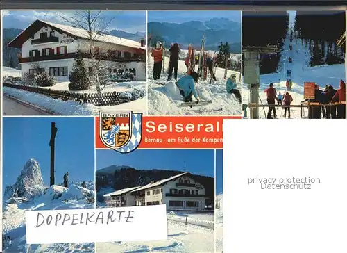 Seiseralm Chiemgau Terrasse Kampenwand Gastraum Skilift Gipfelkreuz Winteridyll Kat. Chiemsee