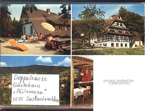 Sasbachwalden Gaestehaus Philomena Terrasse Panorama Gastraum Kat. Sasbachwalden