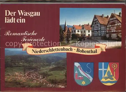 Bobenthal Fachwerkhaeuser Totalansicht Burg Berwartstein Zum alten Schulhaus Alte Muehle Schlettenbach Panorama Kat. Bobenthal