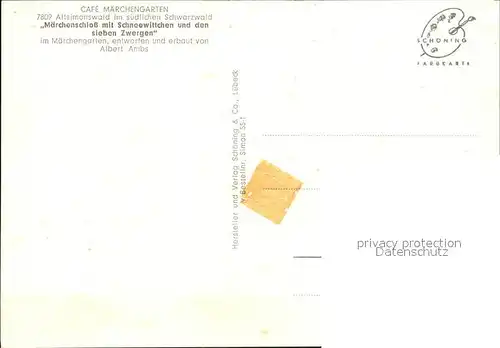 Altsimonswald Cafe Maerchengarten Maerchenschloss Schneewittchen sieben Zwerge Kat. Simonswald
